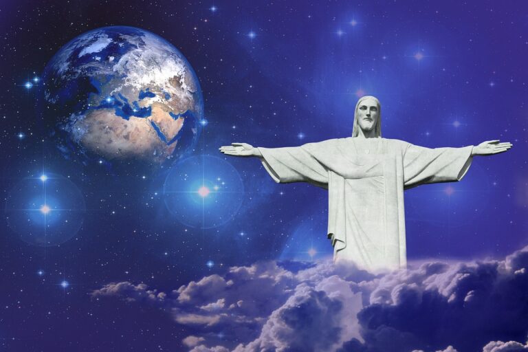 jesus, christ, jesus christ, earth, heaven, clouds, faith, religion, nature, christianity, catholic, christian, hope, photomontage, composing, symbol